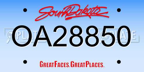 OA28850 South Dakota License Plate