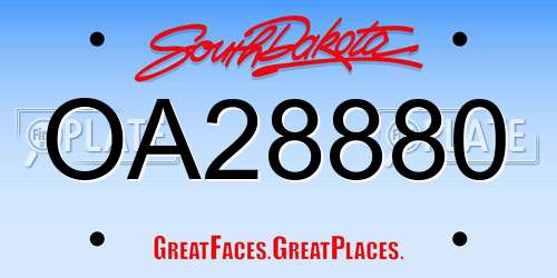 OA28880 South Dakota License Plate