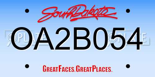 OA2B054 South Dakota License Plate