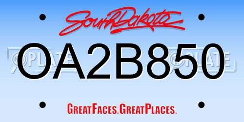 OA2B850 South Dakota License Plate
