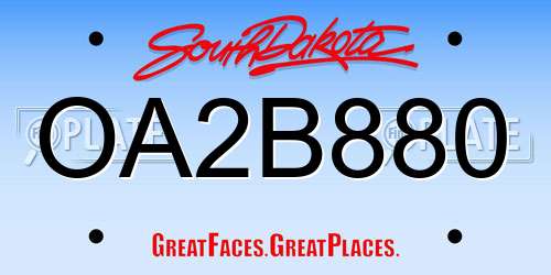 OA2B880 South Dakota License Plate