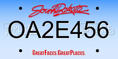 OA2E456 South Dakota License Plate