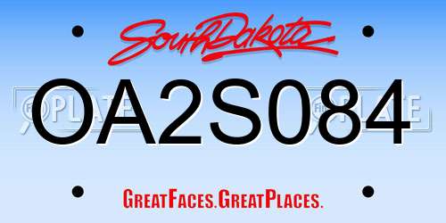 OA2S084 South Dakota License Plate