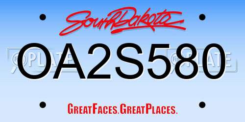 OA2S580 South Dakota License Plate