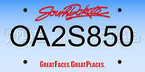 OA2S850 South Dakota License Plate