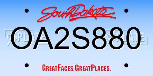 OA2S880 South Dakota License Plate