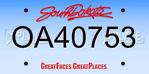 OA40753 South Dakota License Plate