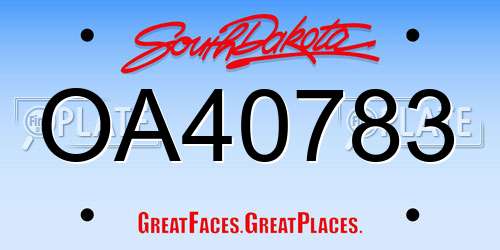 OA40783 South Dakota License Plate