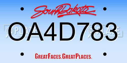 OA4D783 South Dakota License Plate