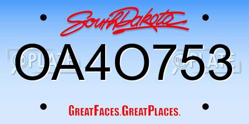 OA4O753 South Dakota License Plate