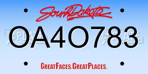 OA4O783 South Dakota License Plate