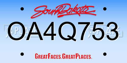 OA4Q753 South Dakota License Plate