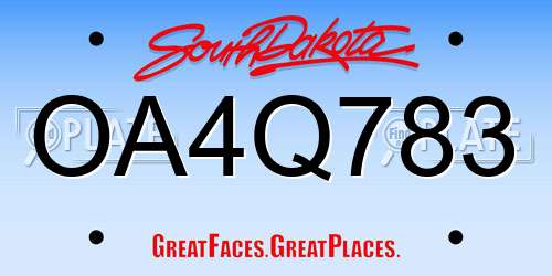 OA4Q783 South Dakota License Plate