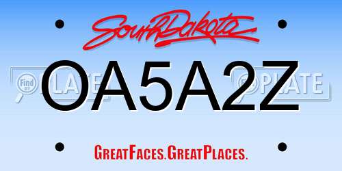 OA5A2Z South Dakota License Plate