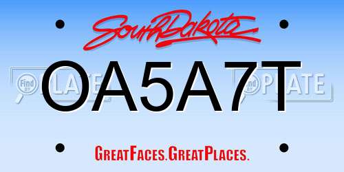 OA5A7T South Dakota License Plate