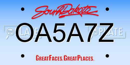 OA5A7Z South Dakota License Plate