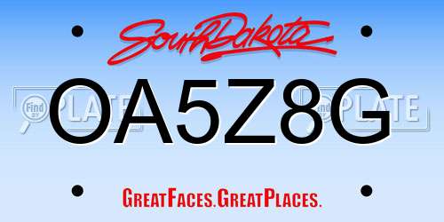 OA5Z8G South Dakota License Plate