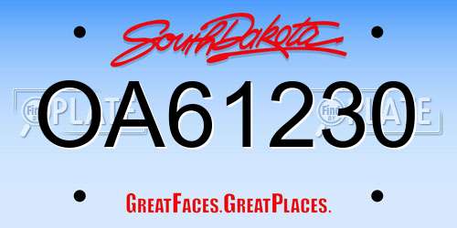 OA61230 South Dakota License Plate