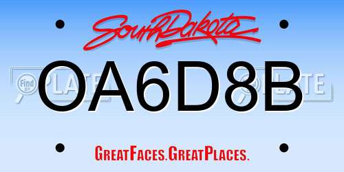 OA6D8B South Dakota License Plate