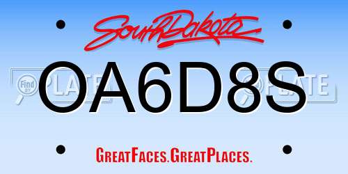 OA6D8S South Dakota License Plate