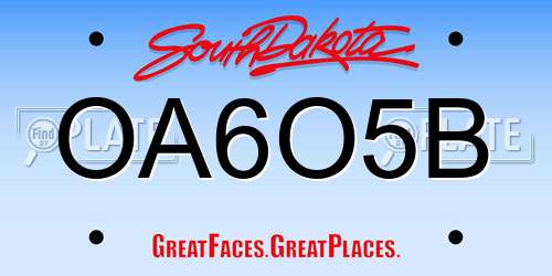 OA6O5B South Dakota License Plate