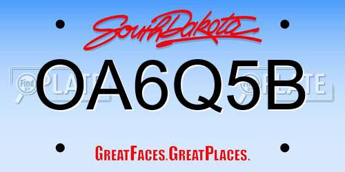 OA6Q5B South Dakota License Plate