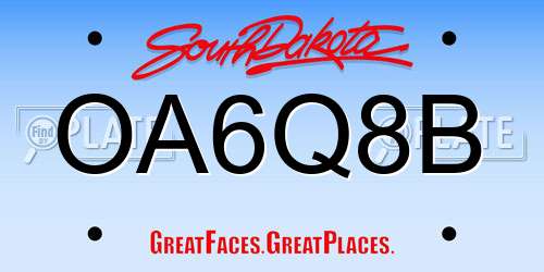 OA6Q8B South Dakota License Plate