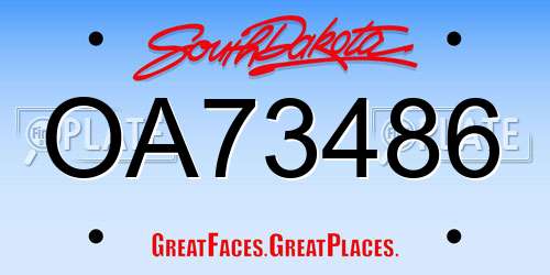 OA73486 South Dakota License Plate