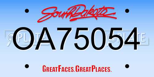 OA75054 South Dakota License Plate