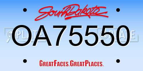 OA75550 South Dakota License Plate