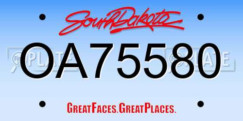 OA75580 South Dakota License Plate