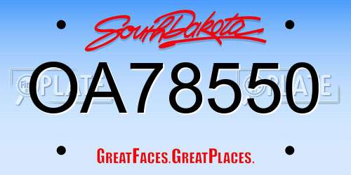 OA78550 South Dakota License Plate