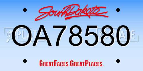 OA78580 South Dakota License Plate