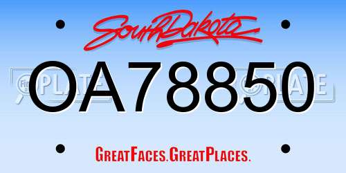 OA78850 South Dakota License Plate