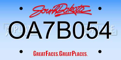 OA7B054 South Dakota License Plate
