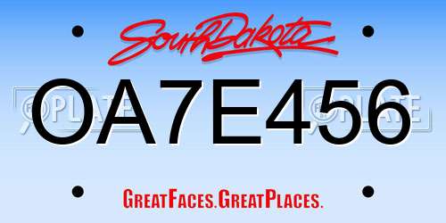 OA7E456 South Dakota License Plate