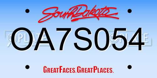 OA7S054 South Dakota License Plate
