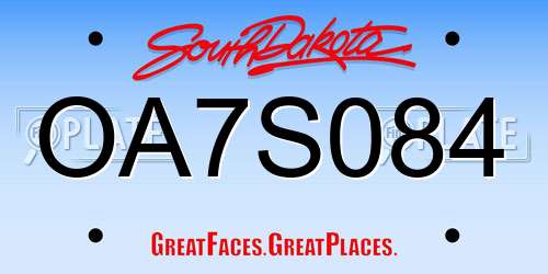 OA7S084 South Dakota License Plate