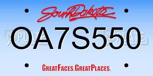 OA7S550 South Dakota License Plate