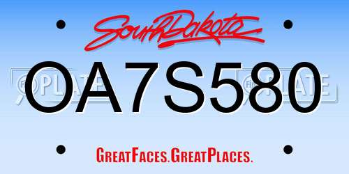 OA7S580 South Dakota License Plate