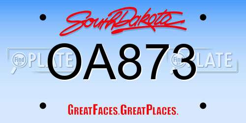 OA873 South Dakota License Plate
