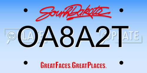 OA8A2T South Dakota License Plate