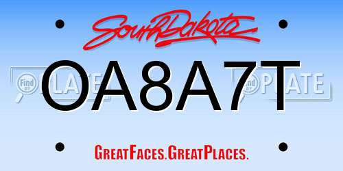 OA8A7T South Dakota License Plate