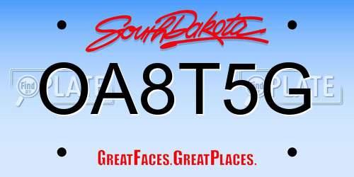 OA8T5G South Dakota License Plate
