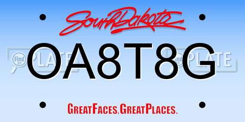 OA8T8G South Dakota License Plate