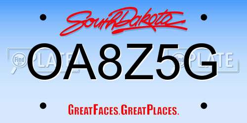 OA8Z5G South Dakota License Plate