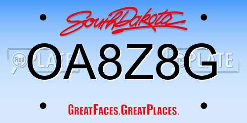 OA8Z8G South Dakota License Plate