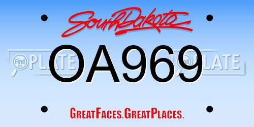 OA969 South Dakota License Plate