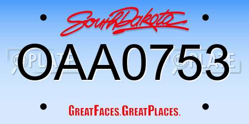 OAA0753 South Dakota License Plate