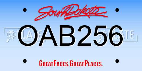 OAB256 South Dakota License Plate